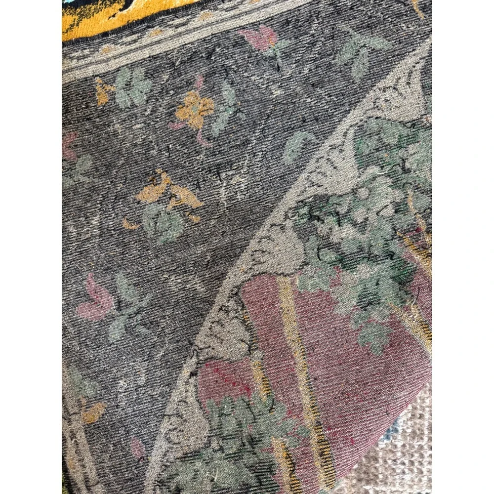 Vintage Velvet Deer Tapestry Forest Stag Wall Hanging Rug Morocco 5'9
